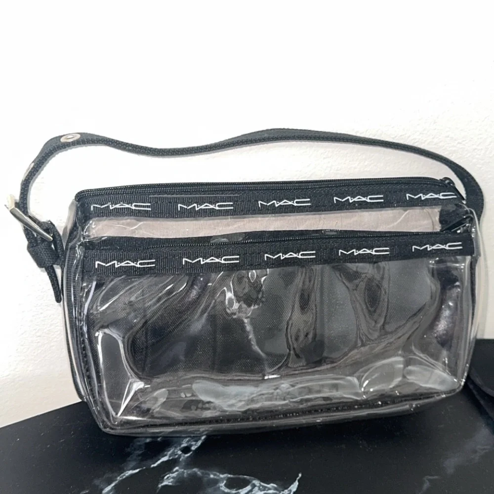 MAC Cosmetics Black and Transparent Makeup Bag Purse Set of 2 AUTHENTIC